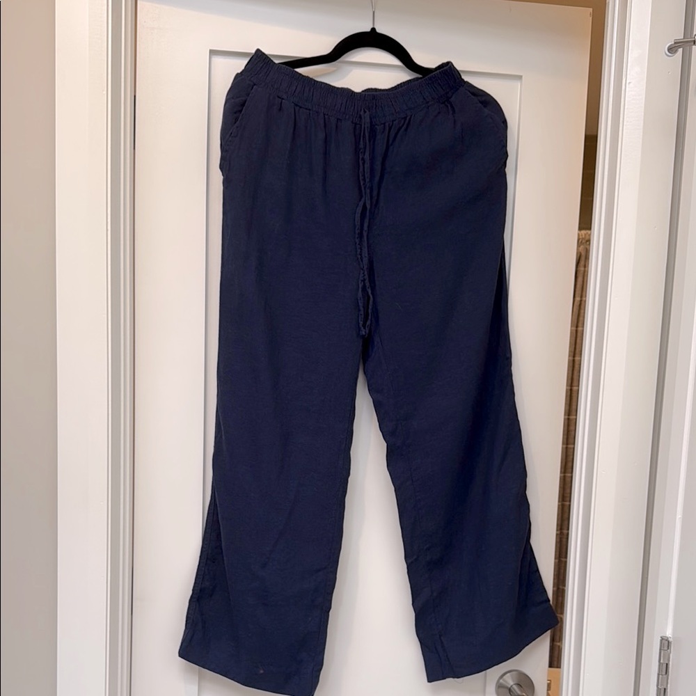 Navy blue linen pants